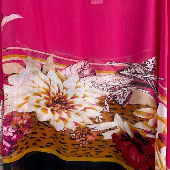 Chico's-Bountiful Floral Poncho in Pink Boatneck Loose Fit NWTS - Picture 3 of 6